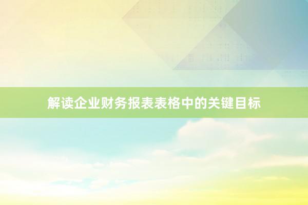 解读企业财务报表表格中的关键目标